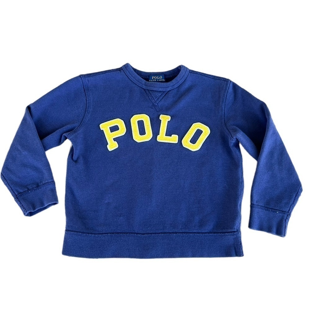 Polo Ralph Lauren Crewneck Logo Sweatshirt Unisex Kids Size 5 Blue Yellow GUC